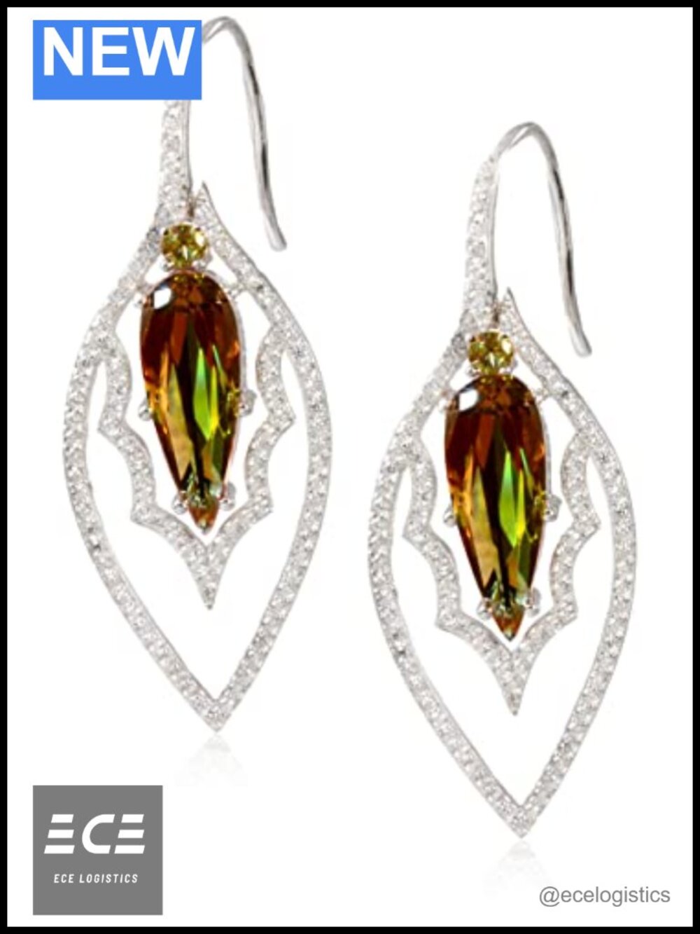 Sterling Silver Rhodium Plated Color Change Drop Dangle Earrings